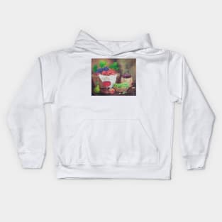 Still life with grapes and wine Kids Hoodie